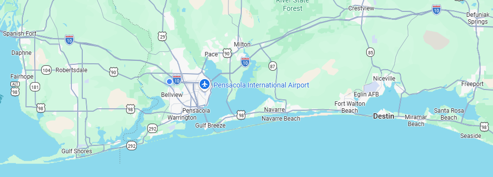Map of the Freedom Route Transportation service area across Northwest Florida and coastal Alabama